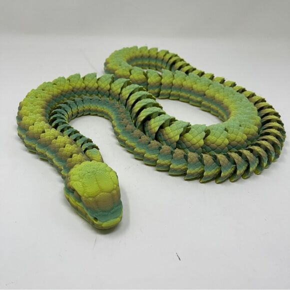 Articulating Snake 3D Printed 5' Long (60") Green Blue Color Décor Gift - Picture 4 of 7